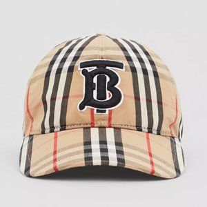 Burberry Monogram Motif Vintage Check Cotton Baseball Cap